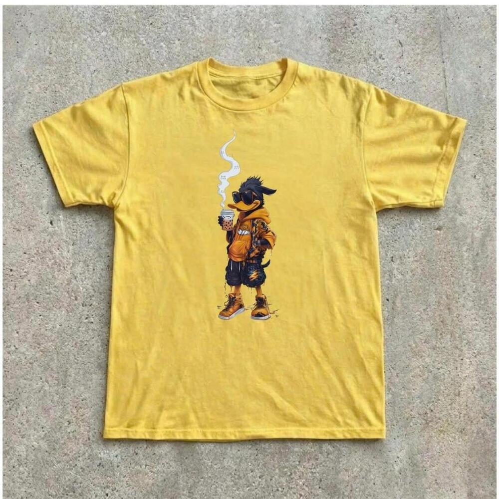 Yellow Graphic Tee With Dog Design